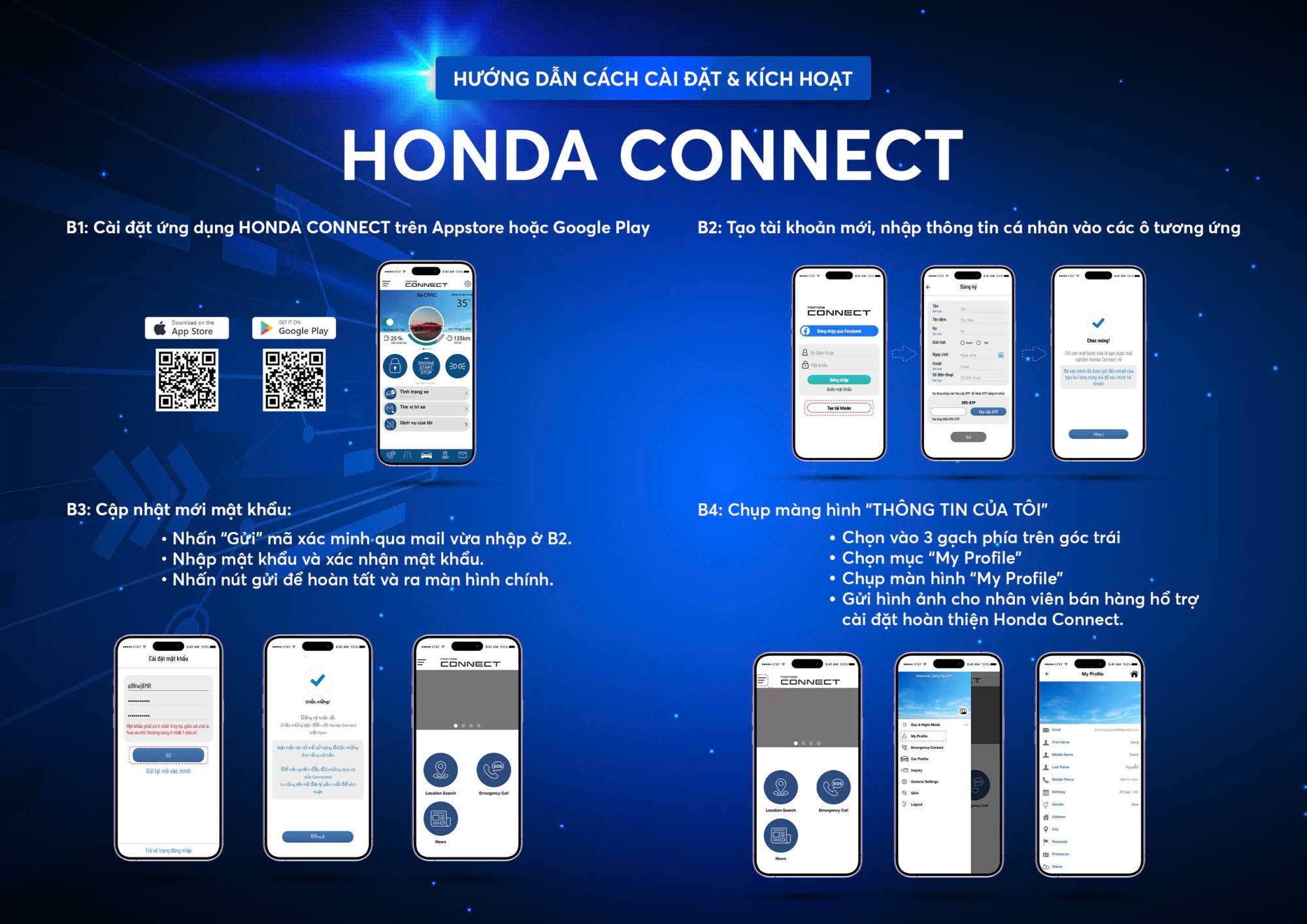 Cách Cài đặt Honda Connect xe Honda Ôtô