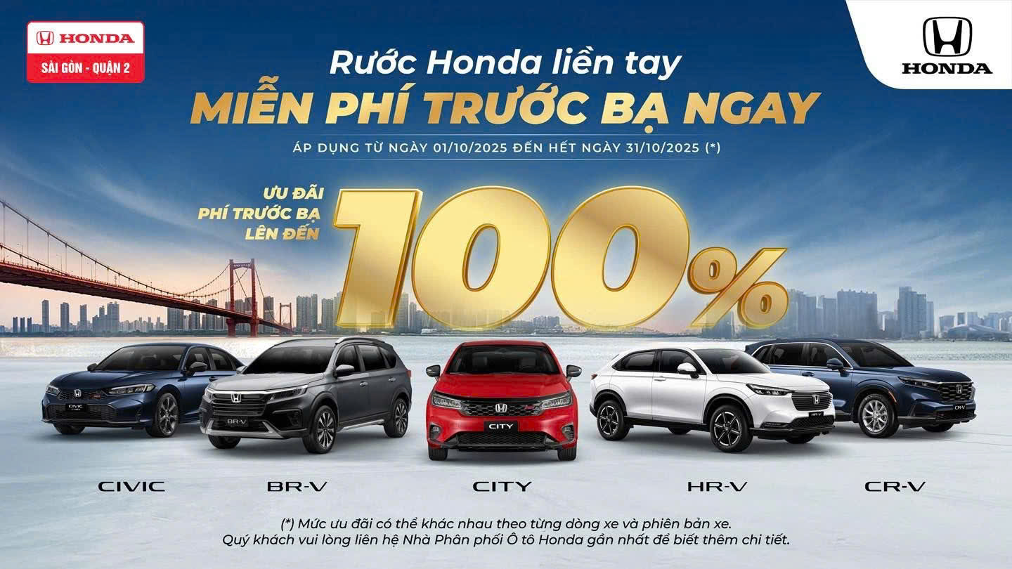 Chương trình khuyến mãi chi tiết của các dòng xe Honda ô tô tháng 10/2025