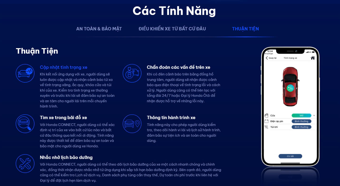 Ứng dụng Honda Connect trên Honda CR-V 2026