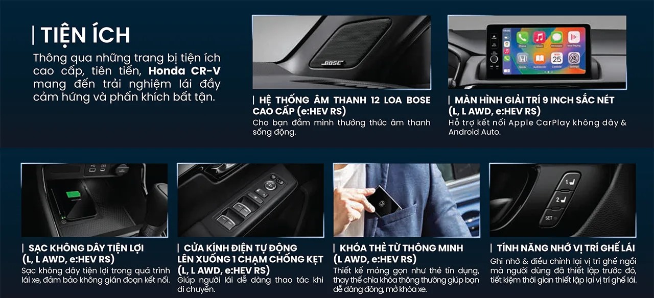 Tiện ích Honda CRV