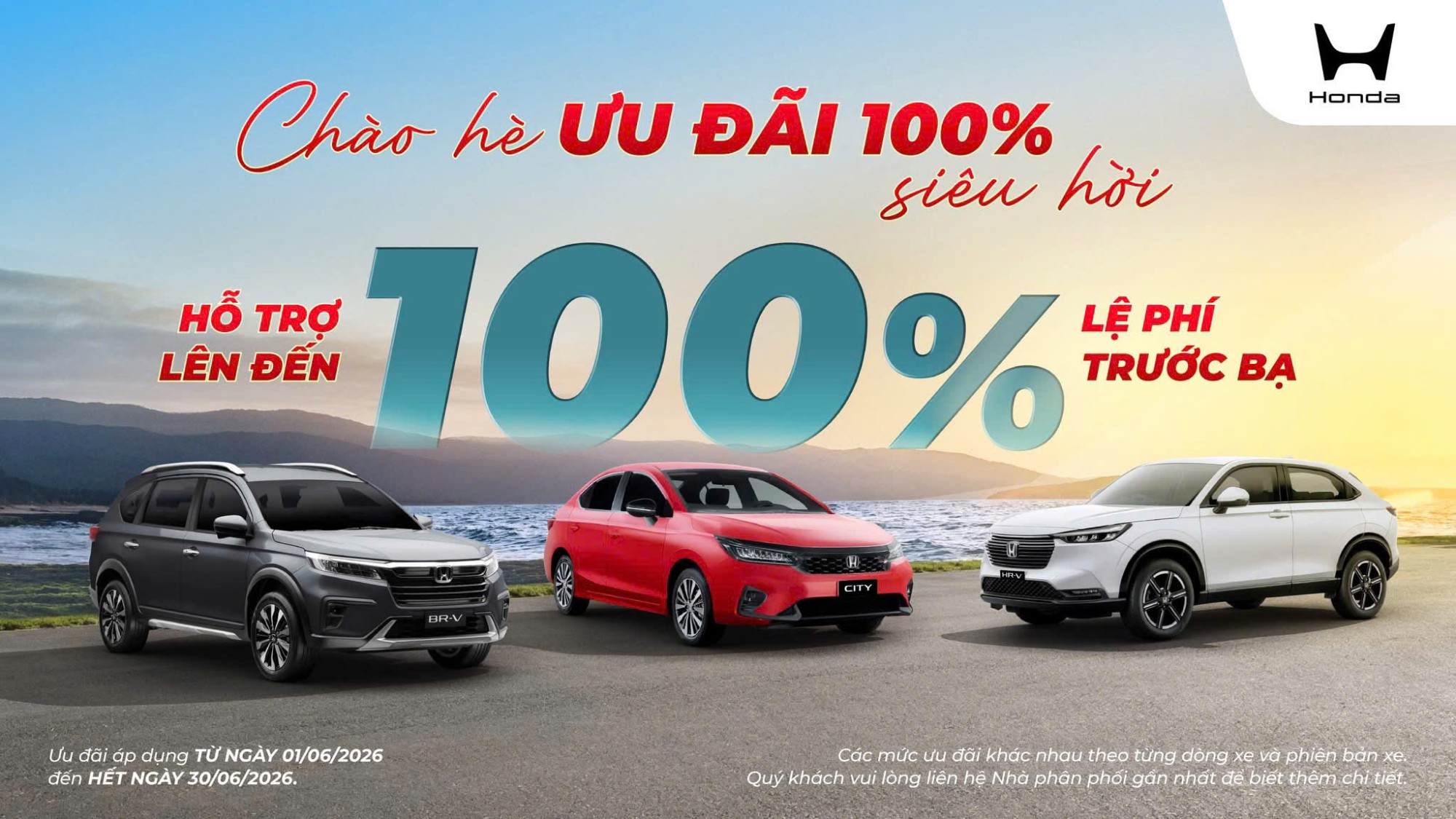 Chương trình khuyến mãi tháng 06/2026 của Honda Ôtô - Giảm lệ phí trước bạ - Hỗ trợ lãi suất 