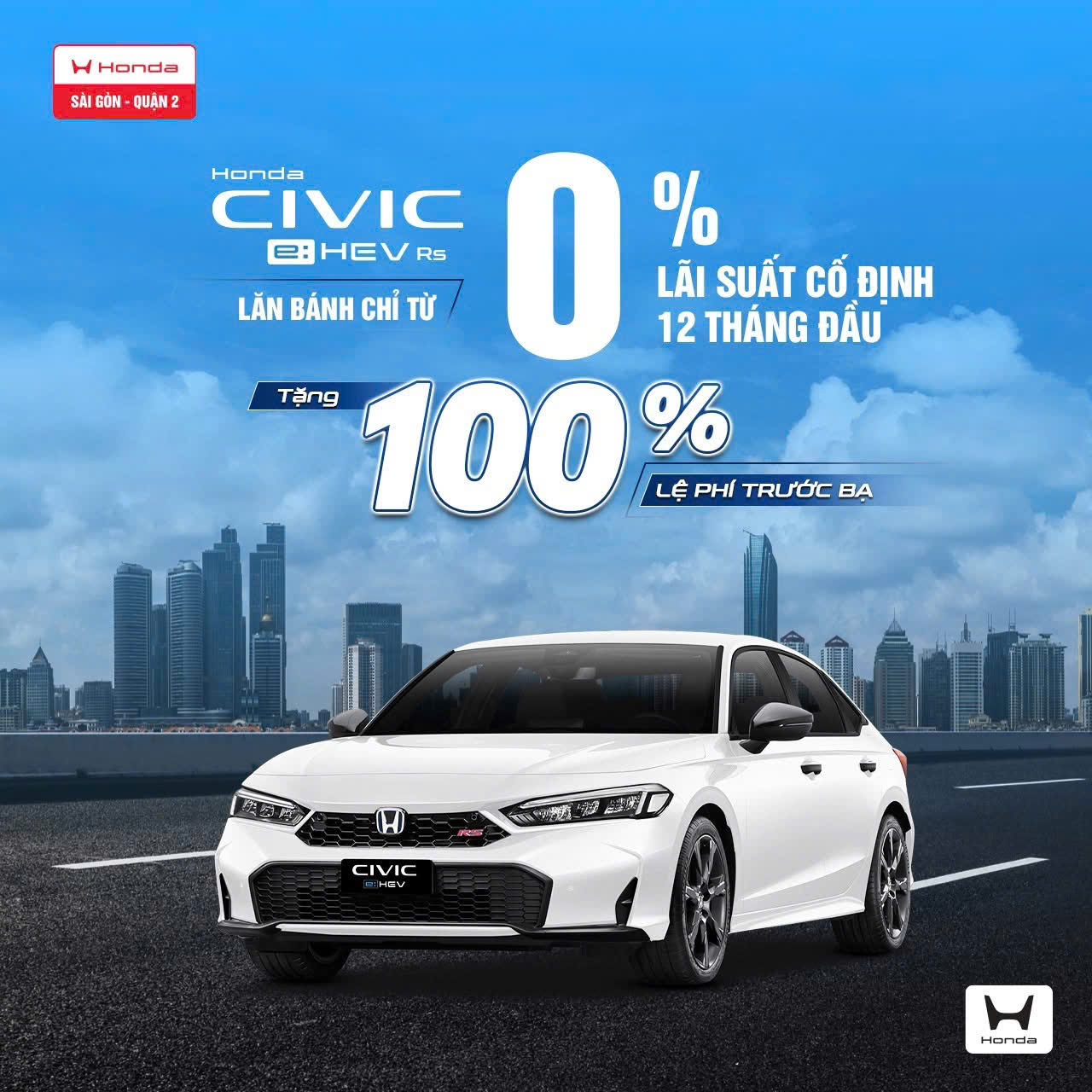 Honda Civic Hybird 2025 giảm 100% Trước bạ