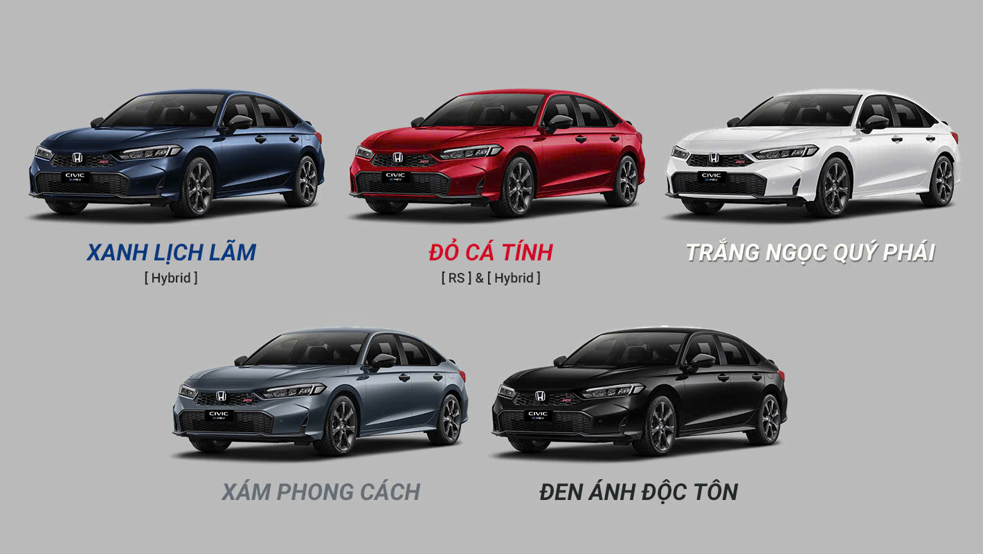 Màu sắc ngoại thất của Honda Civic