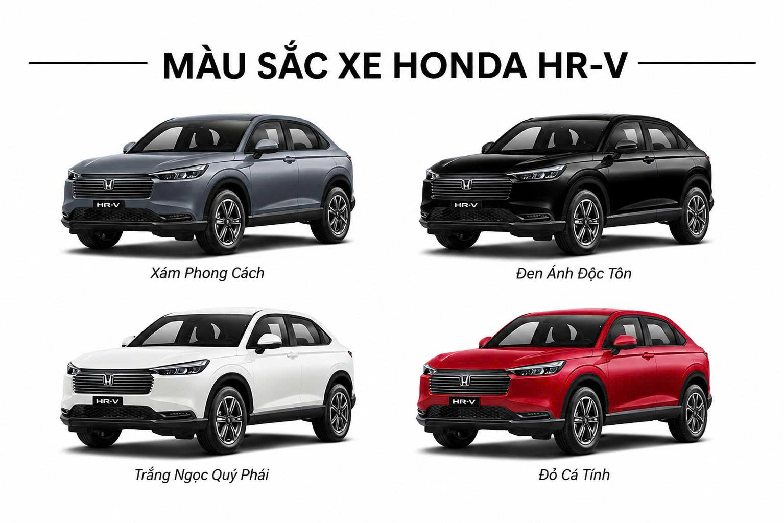 Các Màu xe Honda HR-V phiên bản G 2026 – Bảng Màu Ngoại Thất