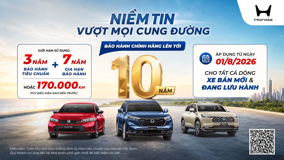 Chương trình Gia hạn Bảo hành 10 năm cho Honda Ô tô